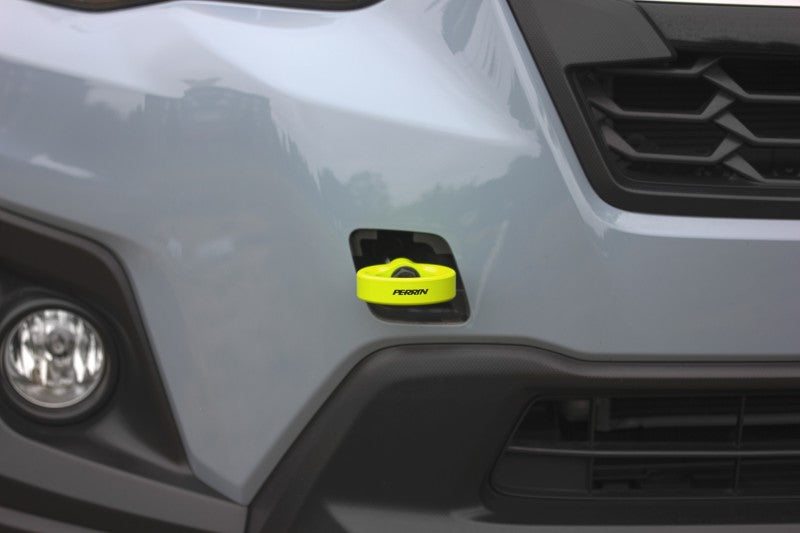 PERRIN 2022 Subaru WRX / 18-21 Crosstrek / 14-21 Forester Tow Hook Kit (Front) - Neon Yellow
