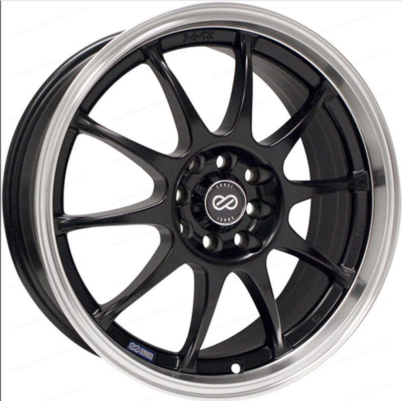 Enkei J10 Wheel in Black w/ Machined Lip - 17x7, 5x100, 38mm Offset