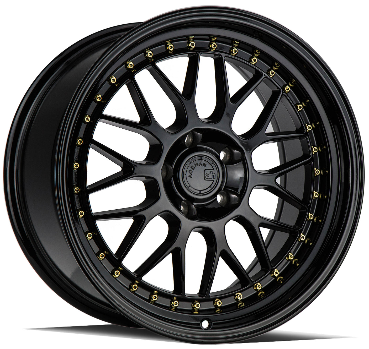 Aodhan AH02 19X8.5 5X120 +35 Offset Wheel - Gloss Black ( Gold Rivet) - Aodhan Aftermarket Wheel