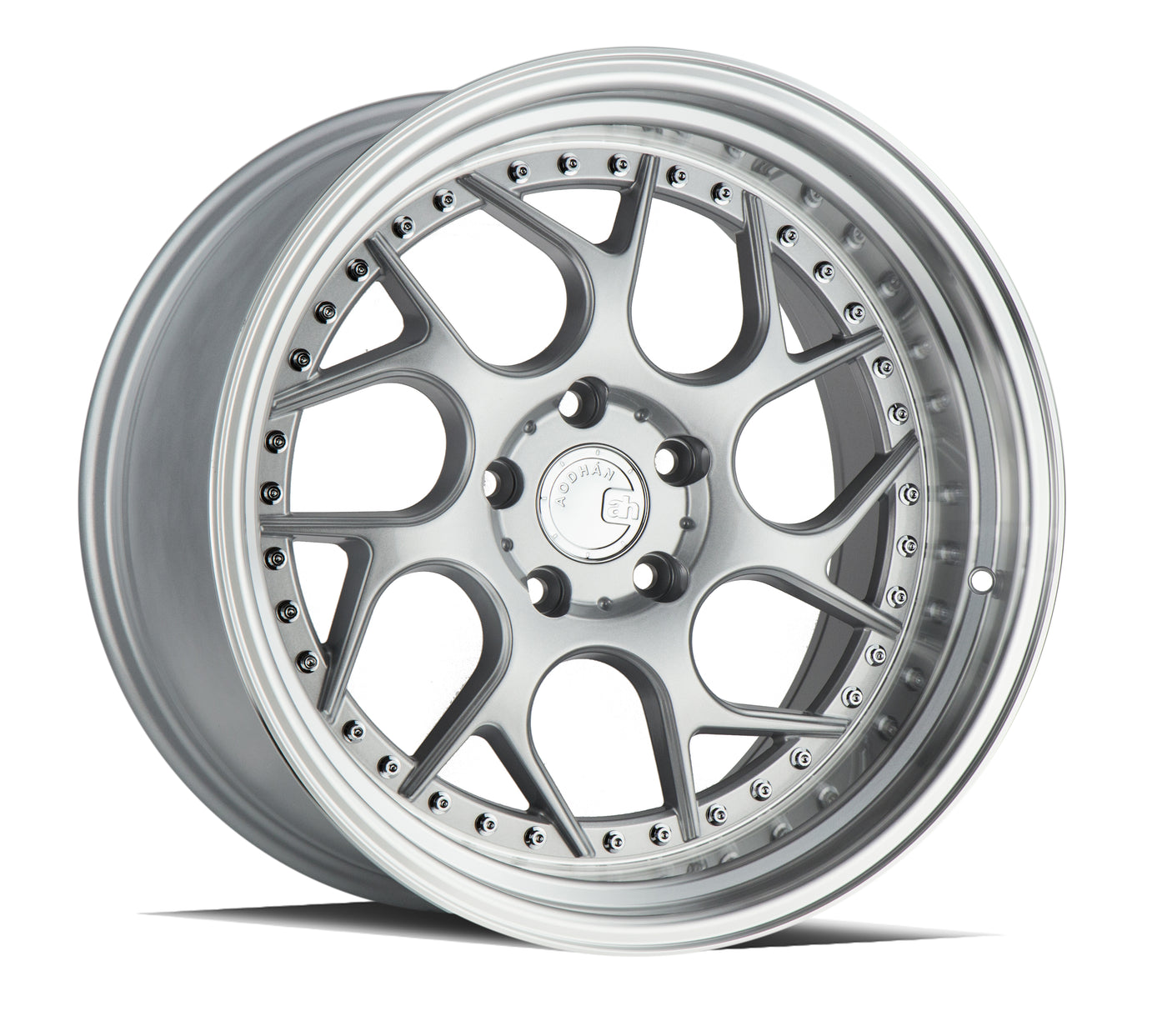 Aodhan DS01 18X9.5 5X114.3 +22 Offset Wheel - Silver Machined Lip w/Chrome Rivets - Aodhan Aftermarket Wheel