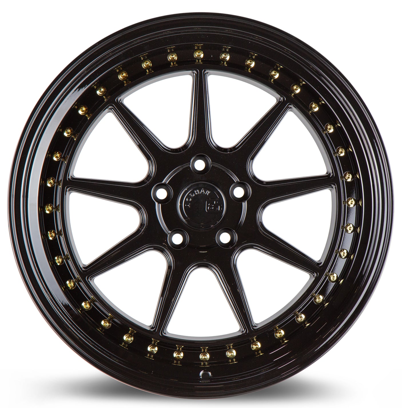 Aodhan DS-X 19X11 5X114.3 +22 Offset Wheel - Gloss Black W /Gold Rivets