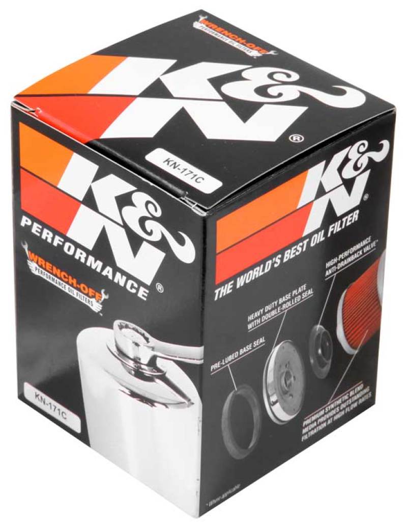 K&N Harley Davidson / Buell 3in OD x 4.063in H Chrome Oil Filter