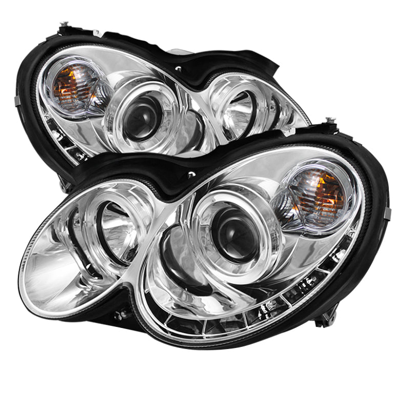 Spyder Mercedes Benz CLK 03-09 Projector Halogen Model- LED Halo DRL Chrm PRO-YD-MBCLK03-DRL-C