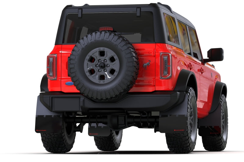 Rally Armor 21-25 Ford Bronco (Plstc Bmpr + RR - NO Rptr/Sprt) Blk Mud Flap w/Cy Orange Logo