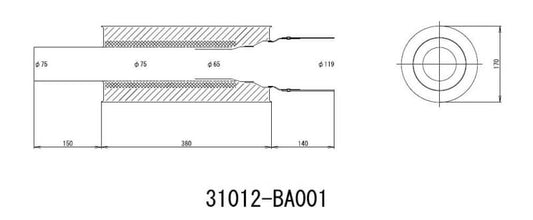 HKS Universal Carbon-Ti Cat-back Exhaust - 170mm Shell/75mm Diameter