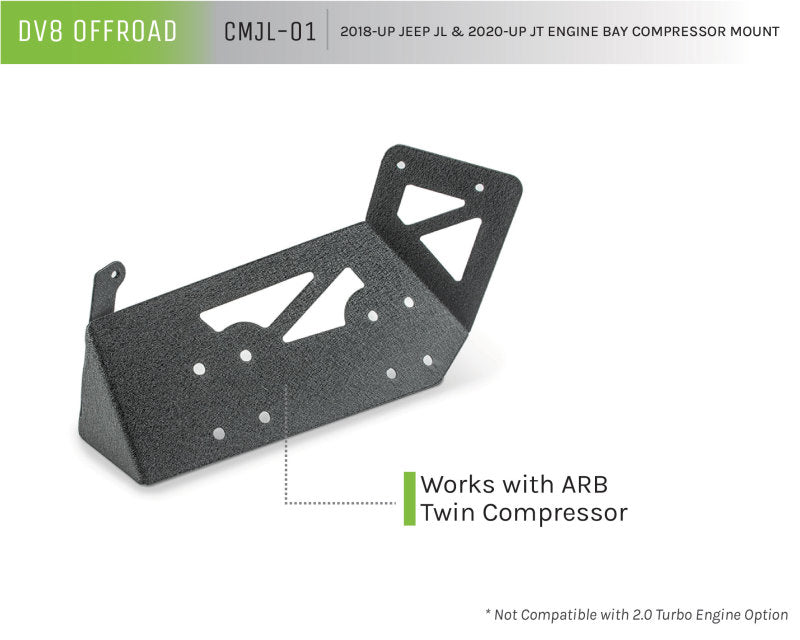 DV8 Offroad 2018+ Jeep JL / JT Engine Bay Compressor Mount