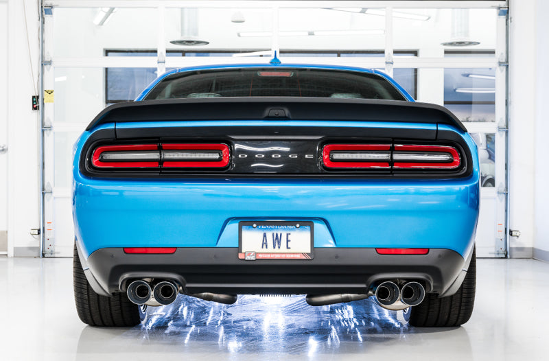 AWE Tuning 2015+ Dodge Challenger 6.4L/6.2L Non-Resonated Touring Edition Exhaust - Quad Silver Tips