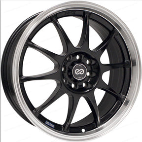 Enkei J10 Wheel in Black w/ Machined Lip - 15x6.5, 4x100, 38mm Offset