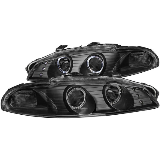 ANZO 1997-1999 Mitsubishi Eclipse Projector Headlights w/ Halo Black G2