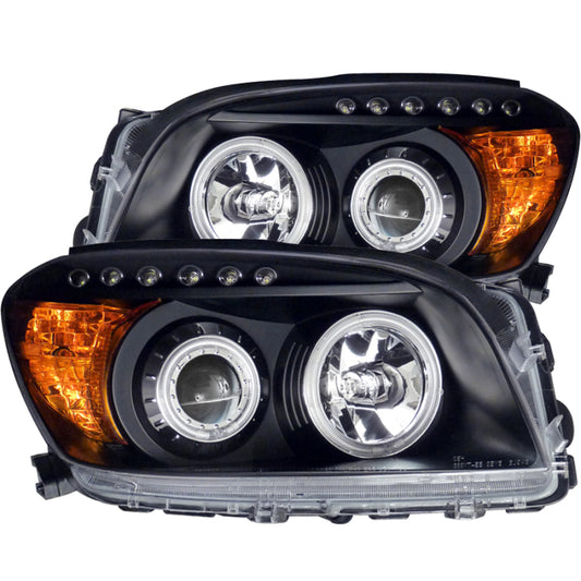 ANZO 2006-2008 Toyota Rav4 Projector Headlights w/ Halo Black