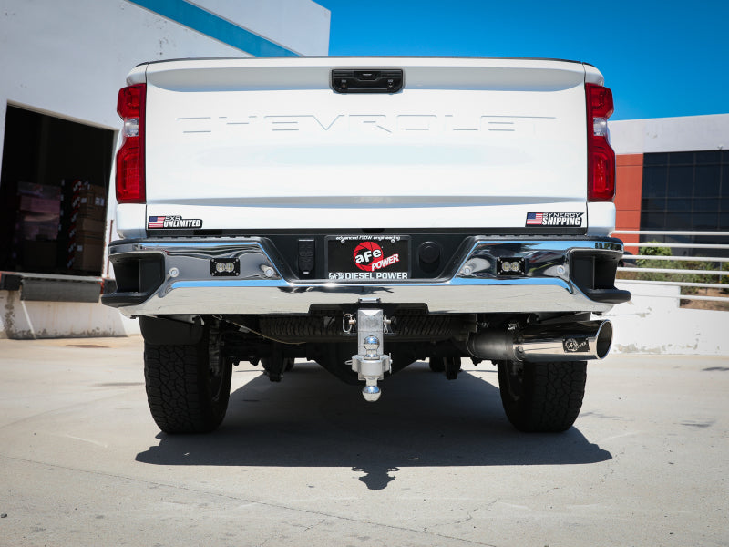 aFe Large Bore-HD 5 IN 409 SS DPF-Back Exhaust System w/Polished Tip 20-23 GM Truck V8-6.6L