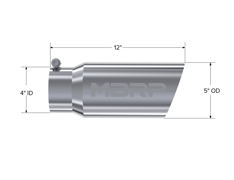 MBRP Universal Tip 5 O.D. Angled Single Walled 4 inlet 12 length