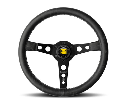 Momo Prototip Heritage Steering Wheel 350 mm - Black Leather/White Stitch/Black Spokes