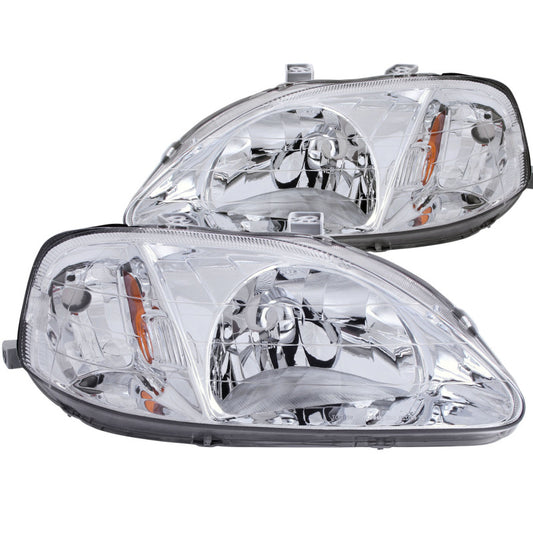 ANZO 1999-2000 Honda Civic Crystal Headlights Chrome