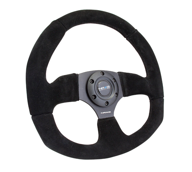 NRG Reinforced Steering Wheel (320mm Horizontal / 330mm Vertical) Black Suede w/Black Stitching