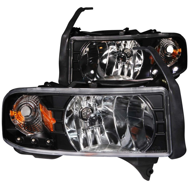 ANZO 1994-2001 Dodge Ram Crystal Headlights Black w/ LED