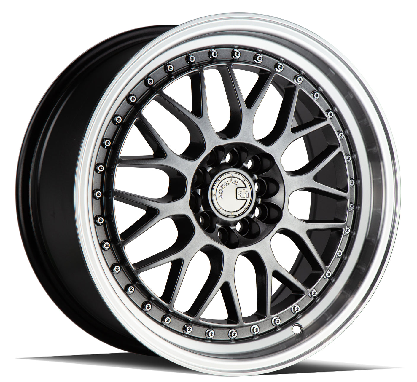 Aodhan AH02 17X8 5X100/114.3 +35 Offset Wheel - Hyper Black w/ Machined Lip - Aodhan Aftermarket Wheel