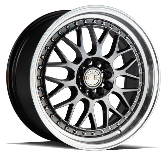 Aodhan AH02 17X8 5X100/114.3 +35 Offset Wheel - Hyper Black w/ Machined Lip - Aodhan Aftermarket Wheel