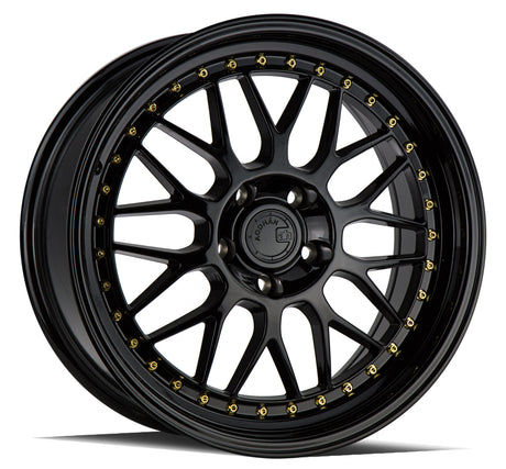 Aodhan AH02 18X8.5 5X120 +35 Offset Wheel - Gloss Black ( Gold Rivet) - Aodhan Aftermarket Wheel