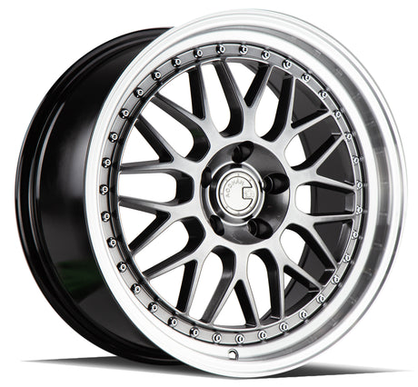Aodhan AH02 18X8.5 5X100 +35 Offset Wheel - Hyper Black w/ Machined Lip - Aodhan Aftermarket Wheel