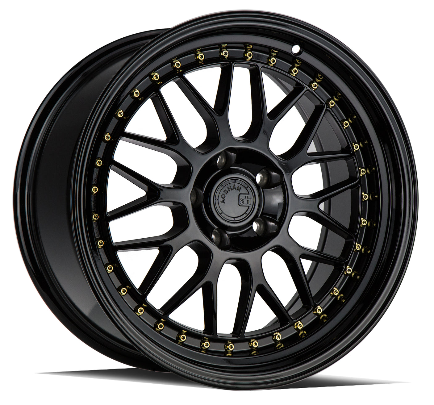 Aodhan AH02 18X9.5 5X114.3 +30 Offset Wheel - Gloss Black ( Gold Rivet) - Aodhan Aftermarket Wheel