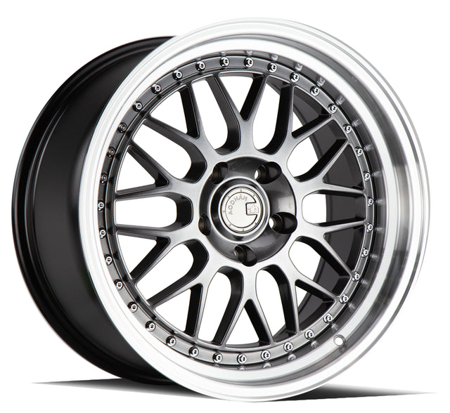 Aodhan AH02 18X9.5 5X120 +35 Offset Wheel - Hyper Black w/ Machined Lip - Aodhan Aftermarket Wheel