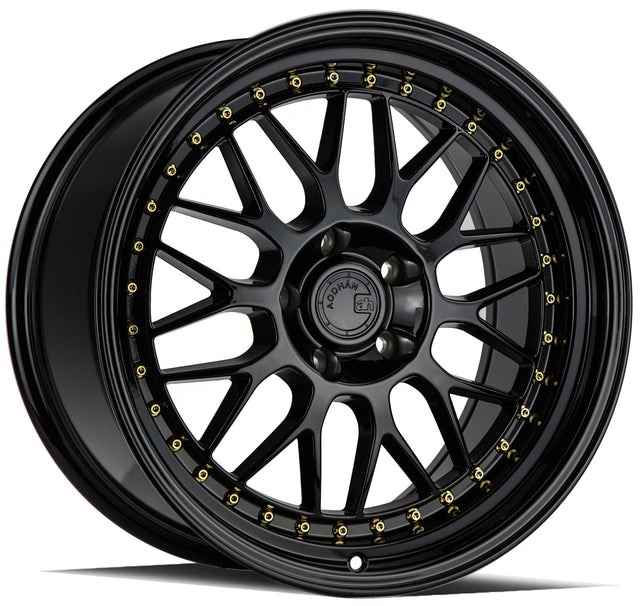 Aodhan AH02 19X8.5 5X112 +32 Offset Wheel - Gloss Black ( Gold Rivet) - Aodhan Aftermarket Wheel