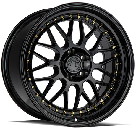 Aodhan AH02 19X8.5 5X120 +35 Offset Wheel - Gloss Black ( Gold Rivet) - Aodhan Aftermarket Wheel