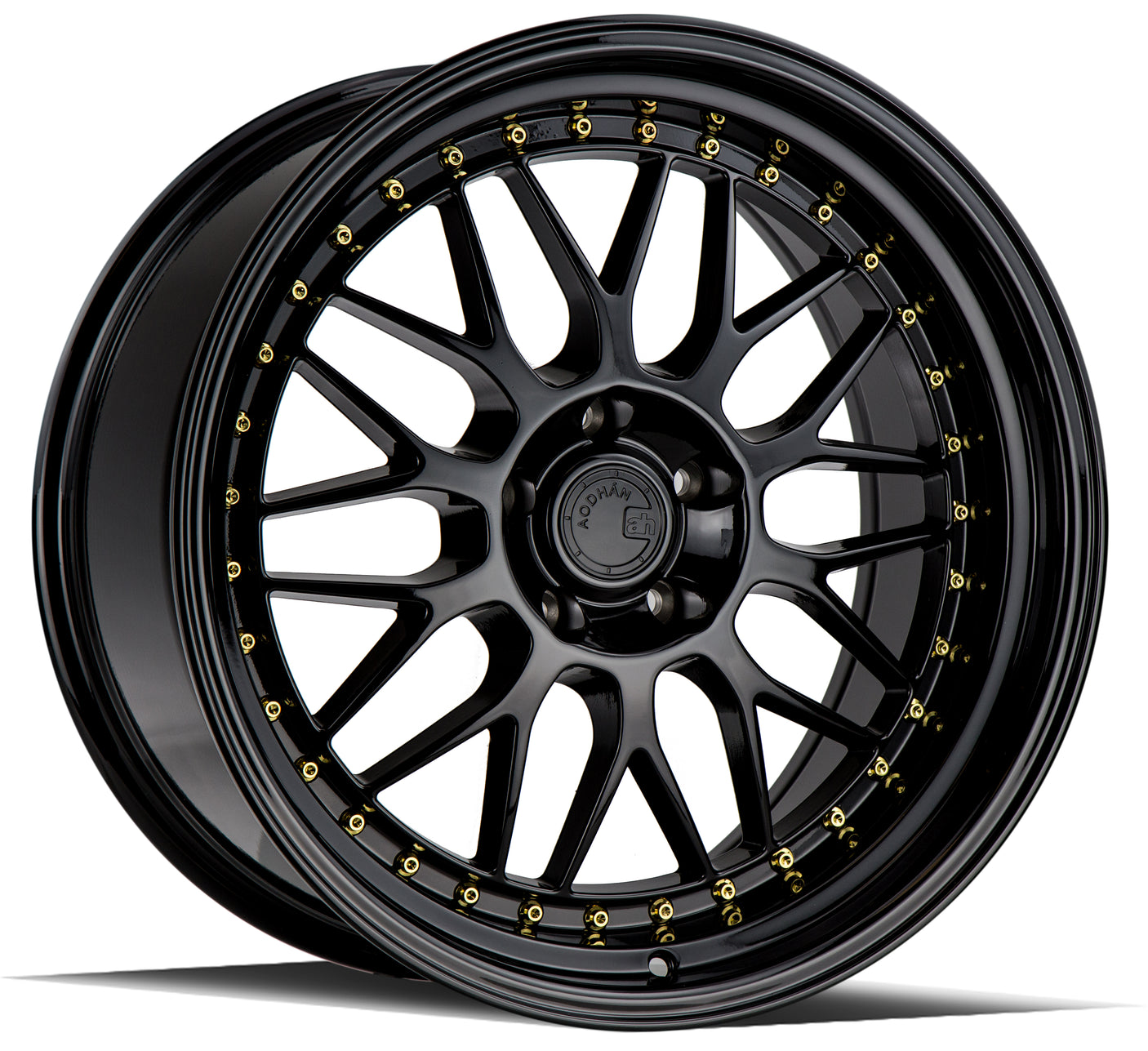 Aodhan AH02 19X9.5 5X114.3 +12 Offset Wheel - Gloss Black ( Gold Rivet) - Aodhan Aftermarket Wheel