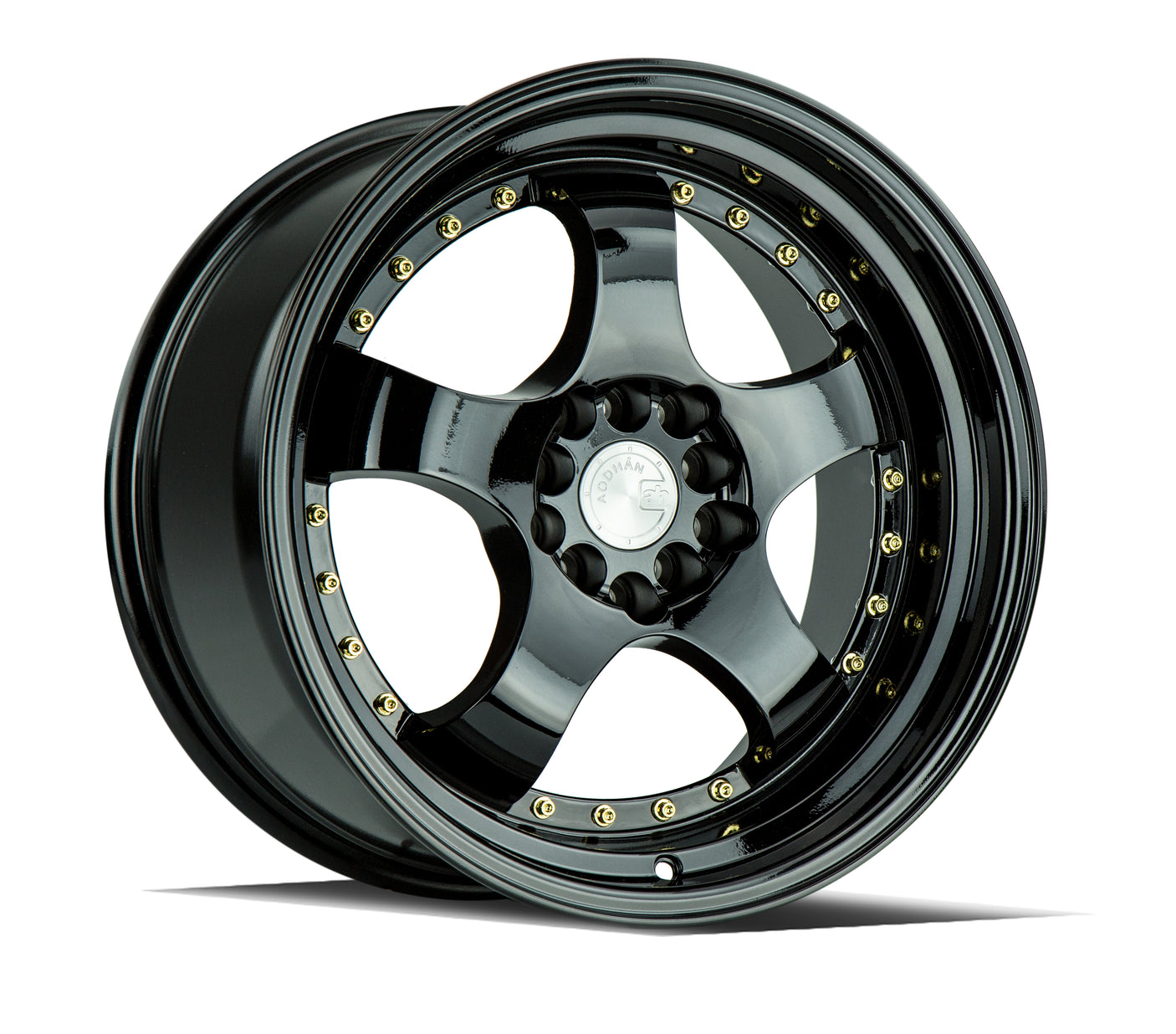 Aodhan AH03 17X9 5X100/114.3 +25 Offset Wheel - Gloss Black W /Gold Rivets - Aodhan Aftermarket Wheel