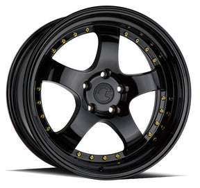 Aodhan AH03 18X9.5 5X114.3 +30 Offset Wheel - Gloss Black W /Gold Rivets - Aodhan Aftermarket Wheel