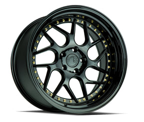 Aodhan DS01 18X10.5 5X114.3 +22 Offset Wheel - Gloss Black W /Gold Rivets - Aodhan Aftermarket Wheel