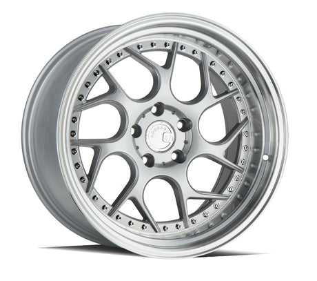 Aodhan DS01 18X10.5 5X114.3 +15 Offset Wheel - Silver Machined Lip w/Chrome Rivets - Aodhan Aftermarket Wheel