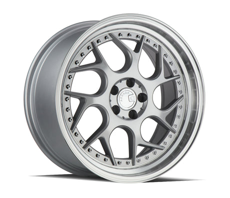 Aodhan DS01 18X8.5 5X114.3 +35 Offset Wheel - Silver Machined Lip w/Chrome Rivets - Aodhan Aftermarket Wheel
