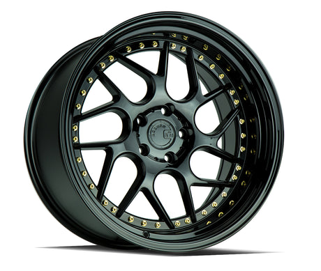 Aodhan DS01 19X10.5 5X114.3 +22 Offset Wheel - Gloss Black W /Gold Rivets - Aodhan Aftermarket Wheel