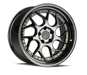 Aodhan DS01 19X9.5 5X114.3 +22 Offset Wheel - Black Vacuum w/ Gold Rivets - Aodhan Aftermarket Wheel