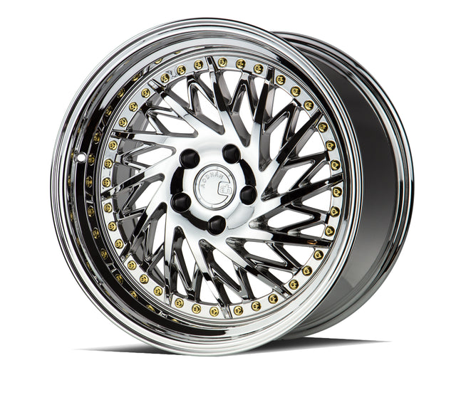 Aodhan DS03 (Passenger Side) 18X9.5 5X114.3 +30 Offset Wheel - Vacuum Chrome w/Gold Rivets - Aodhan Aftermarket Wheel