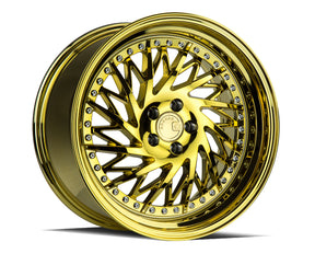 Aodhan DS03 (Driver Side) 18X9.5 5X114.3 +30 Offset Wheel - Gold Vacuum w/ Chrome Rivets - Aodhan Aftermarket Wheel