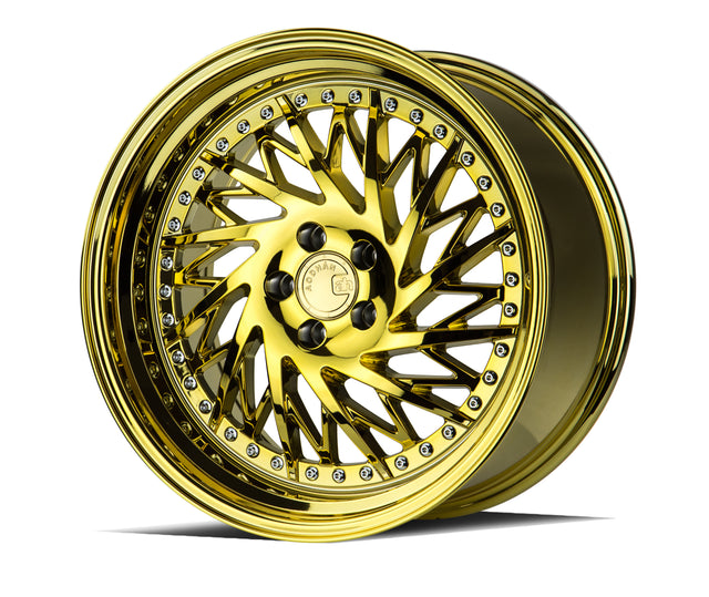 Aodhan DS03 (Passenger Side) 18X9.5 5X114.3 +30 Offset Wheel - Gold Vacuum w/ Chrome Rivets - Aodhan Aftermarket Wheel