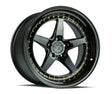 Aodhan DS05 18X10.5 5X114.3 +22 Offset Wheel - Gloss Black W /Gold Rivets - Aodhan Aftermarket Wheel