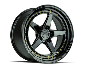 Aodhan DS05 18X9.5 5X100 +35 Offset Wheel - Gloss Black W /Gold Rivets - Aodhan Aftermarket Wheel