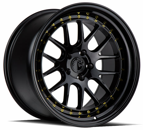 Aodhan DS06 18X9.5 5X100 +35 Offset Wheel - Gloss Black W /Gold Rivets - Aodhan Aftermarket Wheel