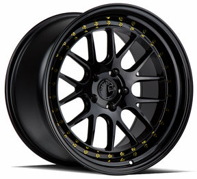 Aodhan DS06 18X9.5 5X114.3 +30 Offset Wheel - Gloss Black W /Gold Rivets - Aodhan Aftermarket Wheel