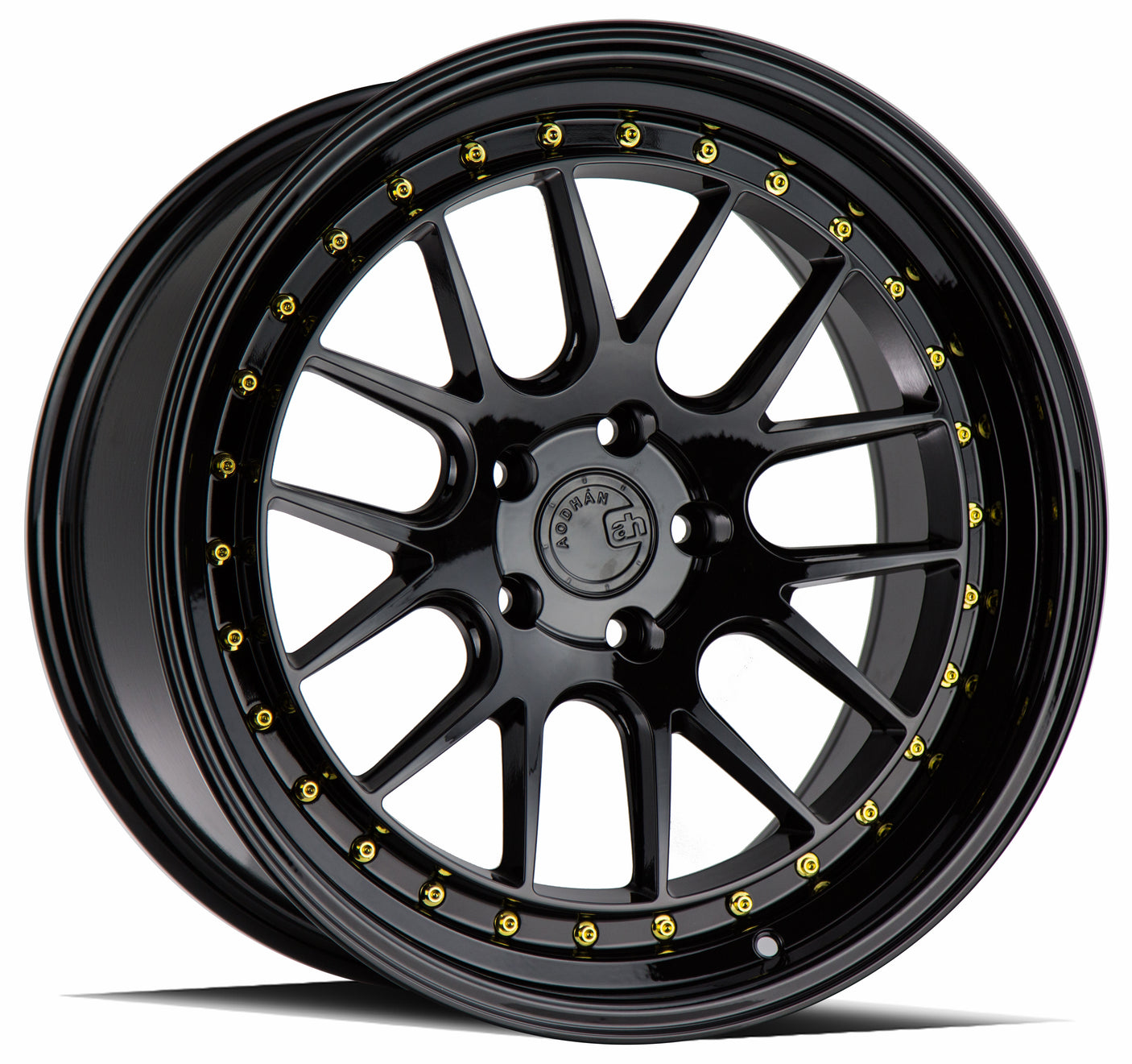Aodhan DS06 19X9.5 5X114.3 +15 Offset Wheel - Gloss Black W /Gold Rivets - Aodhan Aftermarket Wheel