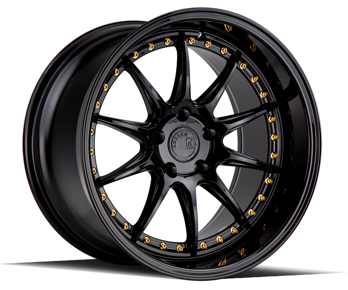 Aodhan DS07 18X10.5 5X114.3 +15 Offset Wheel - Gloss Black W /Gold Rivets - Aodhan Aftermarket Wheel
