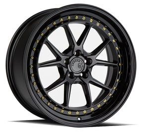 Aodhan DS08 18X8.5 5X120 +35 Offset Wheel - Gloss Black W /Gold Rivets - Aodhan Aftermarket Wheel