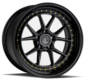 Aodhan DS08 18X9.5 5X100 +35 Offset Wheel - Gloss Black W /Gold Rivets - Aodhan Aftermarket Wheel