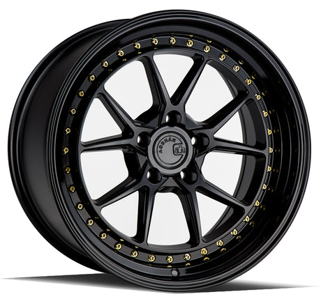 Aodhan DS08 18X9.5 5X114.3 +22 Offset Wheel - Gloss Black W /Gold Rivets - Aodhan Aftermarket Wheel
