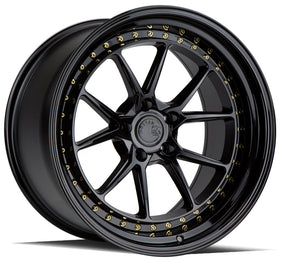 Aodhan DS08 19X11 5X114.3 +22 Offset Wheel - Gloss Black W /Gold Rivets - Aodhan Aftermarket Wheel