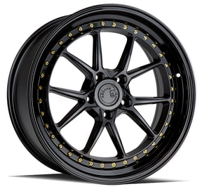 Aodhan DS08 19X9.5 5X114.3 +30 Offset Wheel - Gloss Black W /Gold Rivets - Aodhan Aftermarket Wheel